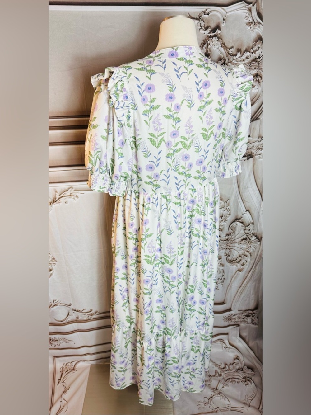 Beeson River White Dress with Lavender Floral Print - Picture 4 of 13